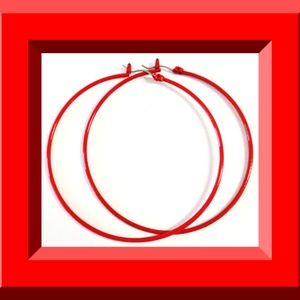 Red Hoop Design Earrings Sassy Lady